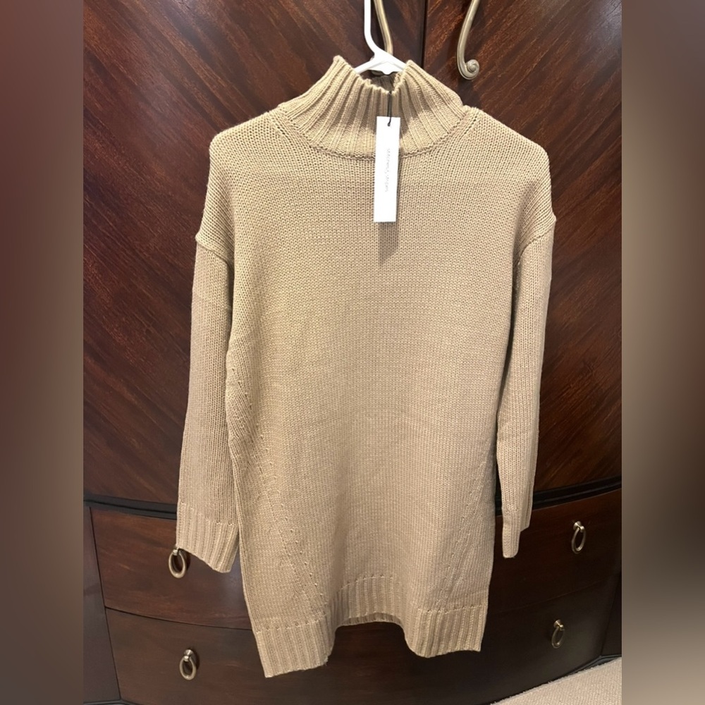 Revolves Stitches & Stripes Cozy Tan Turtleneck Sweater Dress - Picture 3 of 5